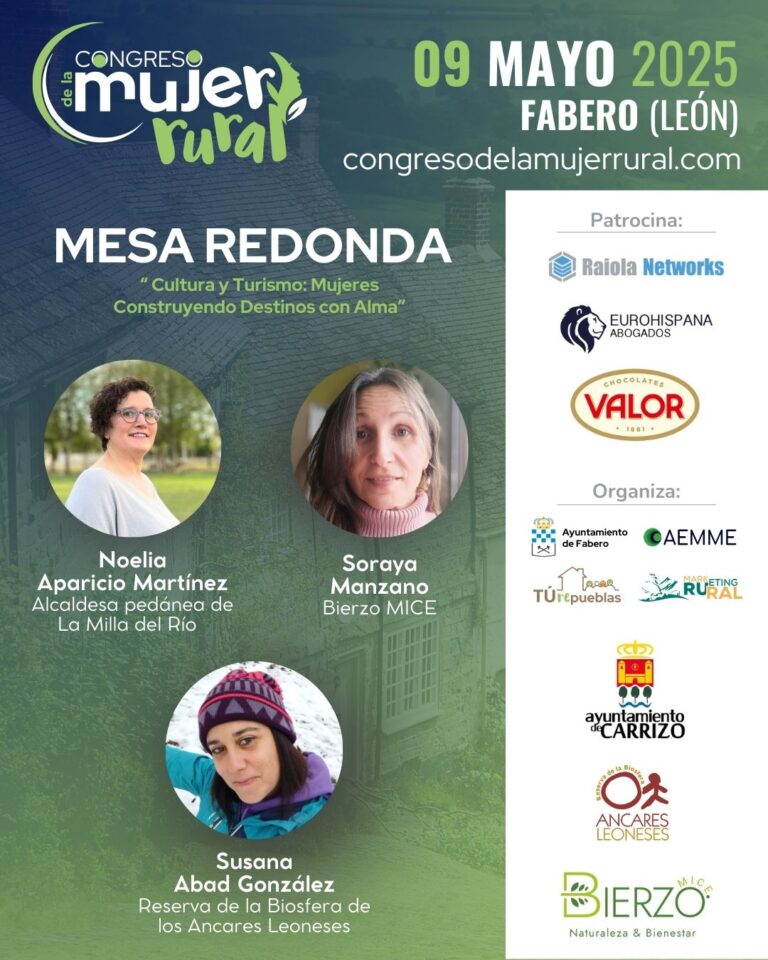 Bierzo MICE participa en el Congreso de la Mujer Rural en Fabero (León) para hablar de turismo con alma y desarrollo territorial